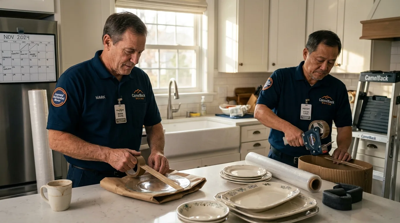 Professional crew packing kitchen dishware in Lima, OH
